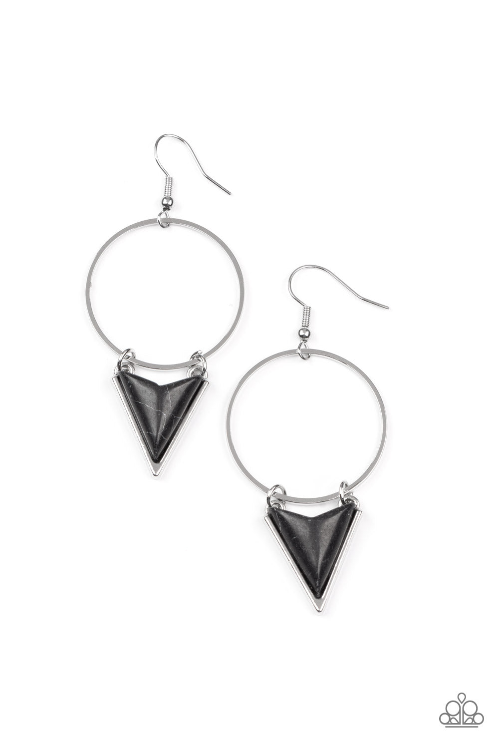 Sahara Shark - Black Stone Earring Paparazzi E0978