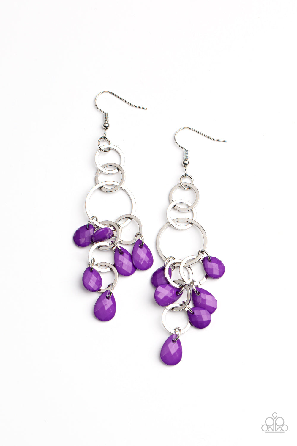 Sandcastle Sunset - Purple Teardrop Chandelier Earring Paparazzi E1446