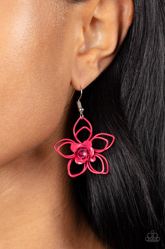 Botanical Bonanza - Pink Flower Earring Paparazzi E0462