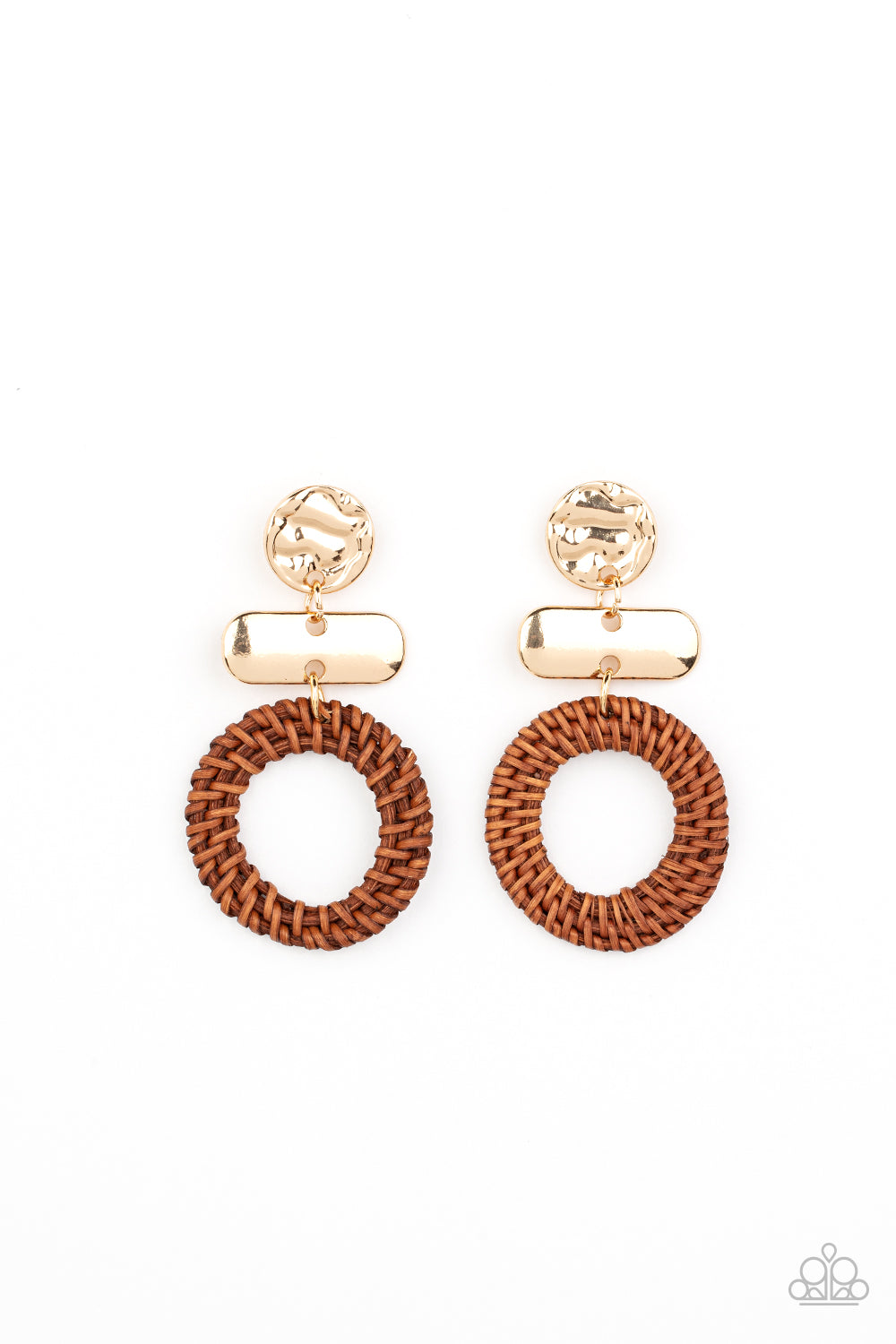 Woven Whimsicality - Gold Post Earring Paparazzi E0542