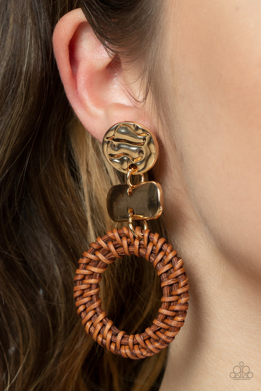 Woven Whimsicality - Gold Post Earring Paparazzi E0542