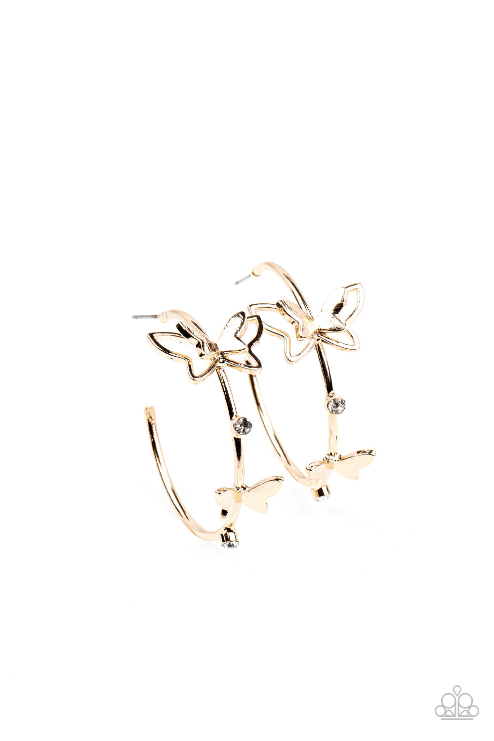 Full Out Flutter - Gold Butterfly Hoop Earring Paparazzi E0416