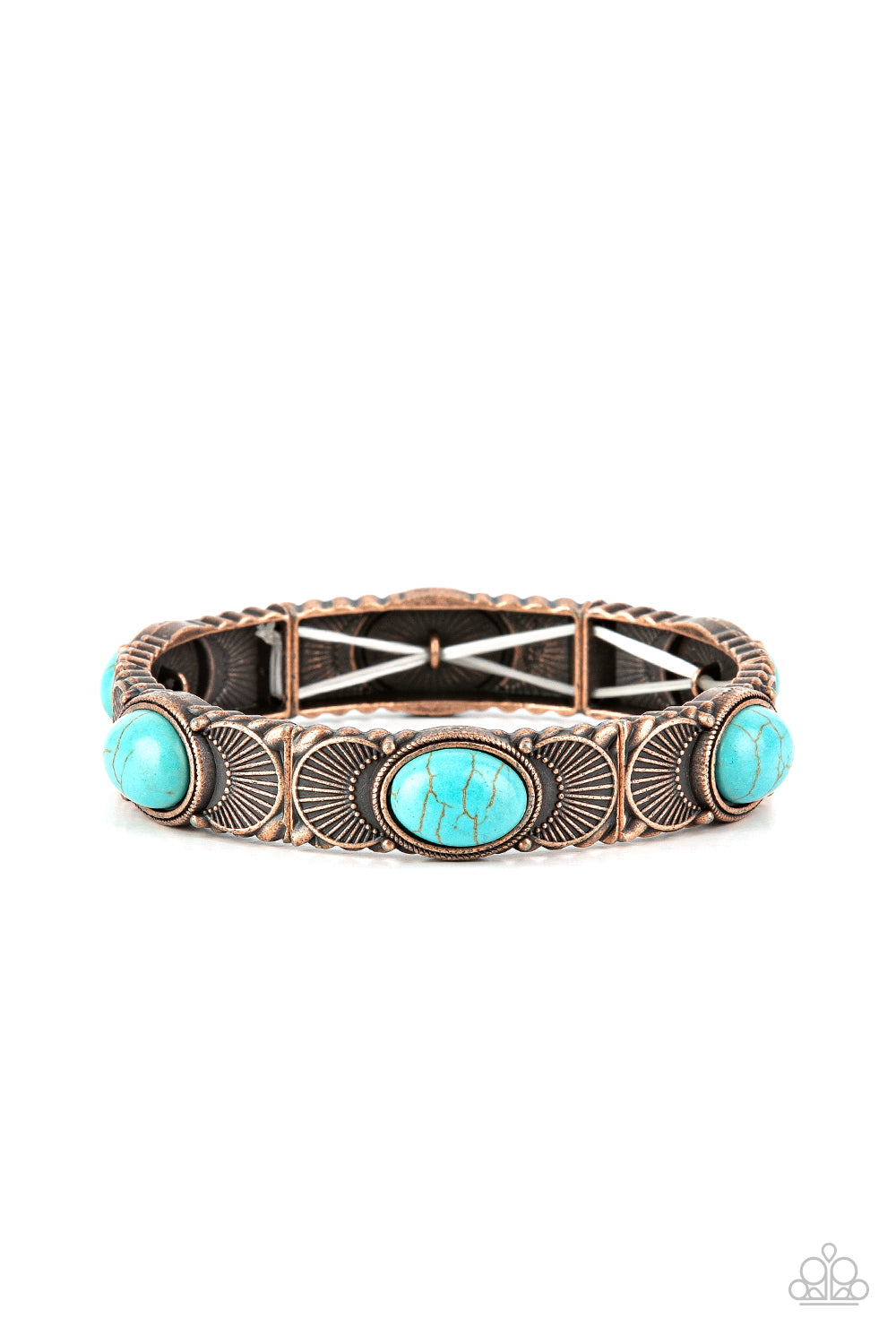 Desert Skyline - Copper & Turquoise Stone Stretch Bracelet Paparazzi B1035