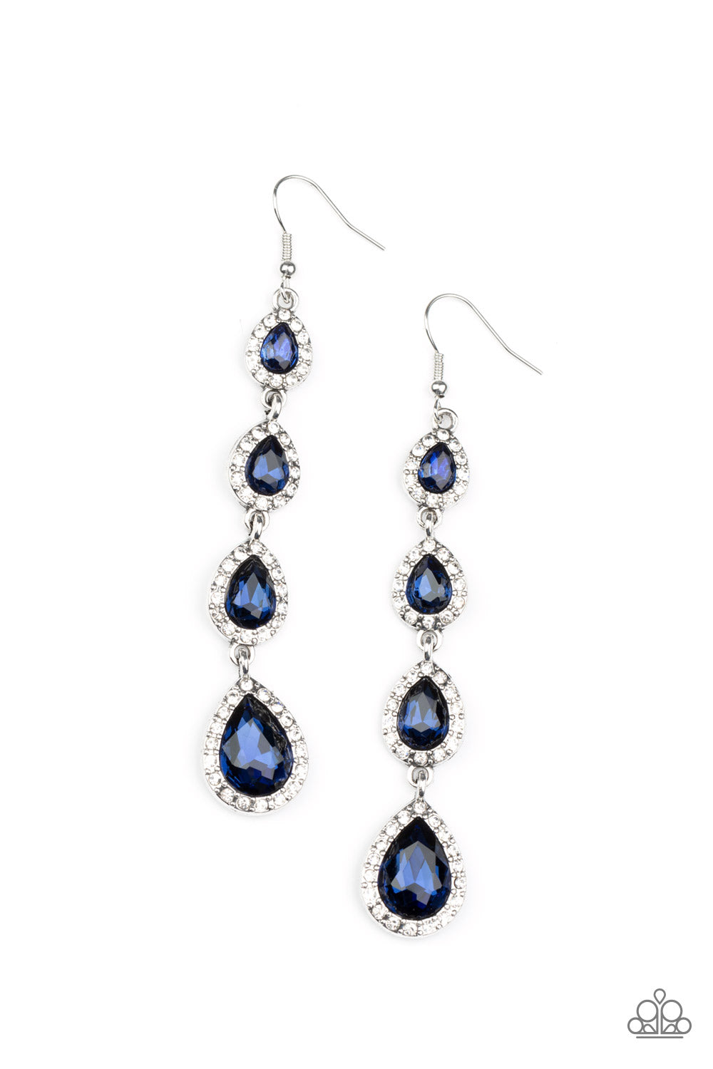 Confidently Classy - Blue Teardrop And White Rhinestone Earring Paparazzi E0956