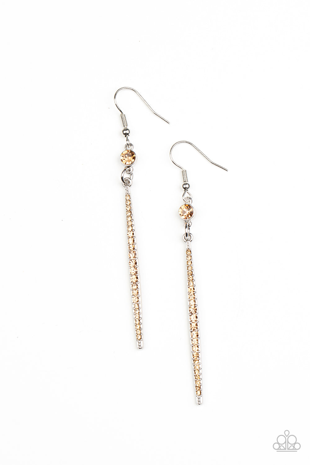 Skyscraping Shimmer - Brown Rhinestone Earring Paparazzi E0577