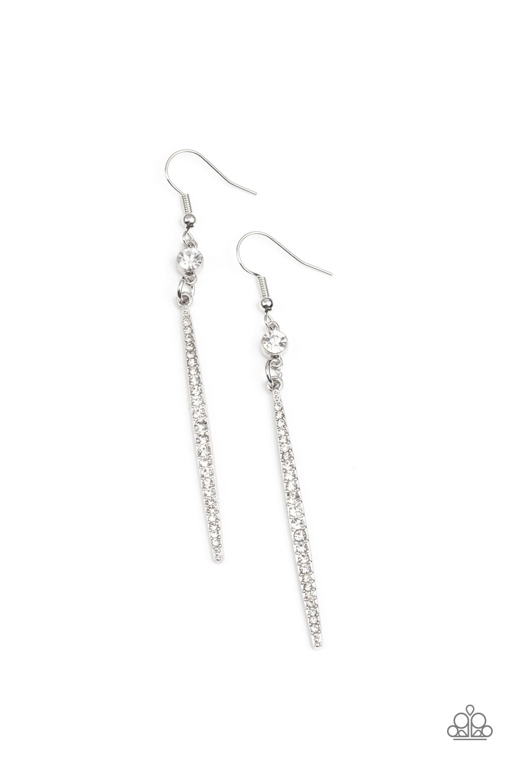 Skyscraping Shimmer - White Rhinestone Earring Paparazzi E0803