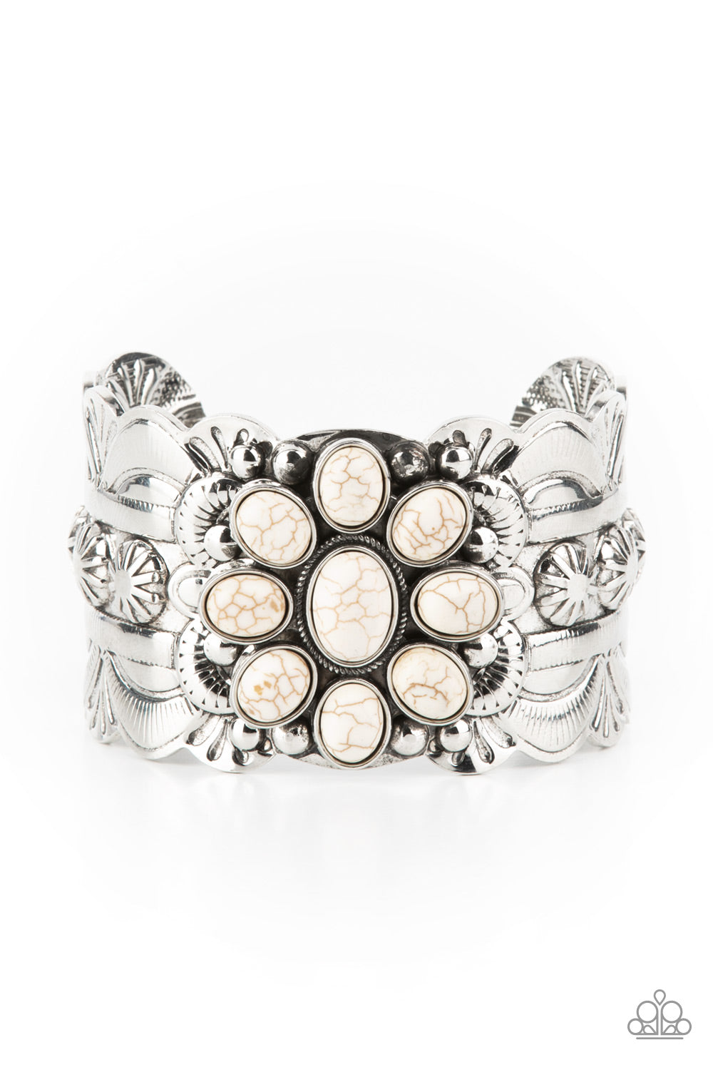 Southern Eden - White Cracked Stone Bracelet Paparazzi B0403