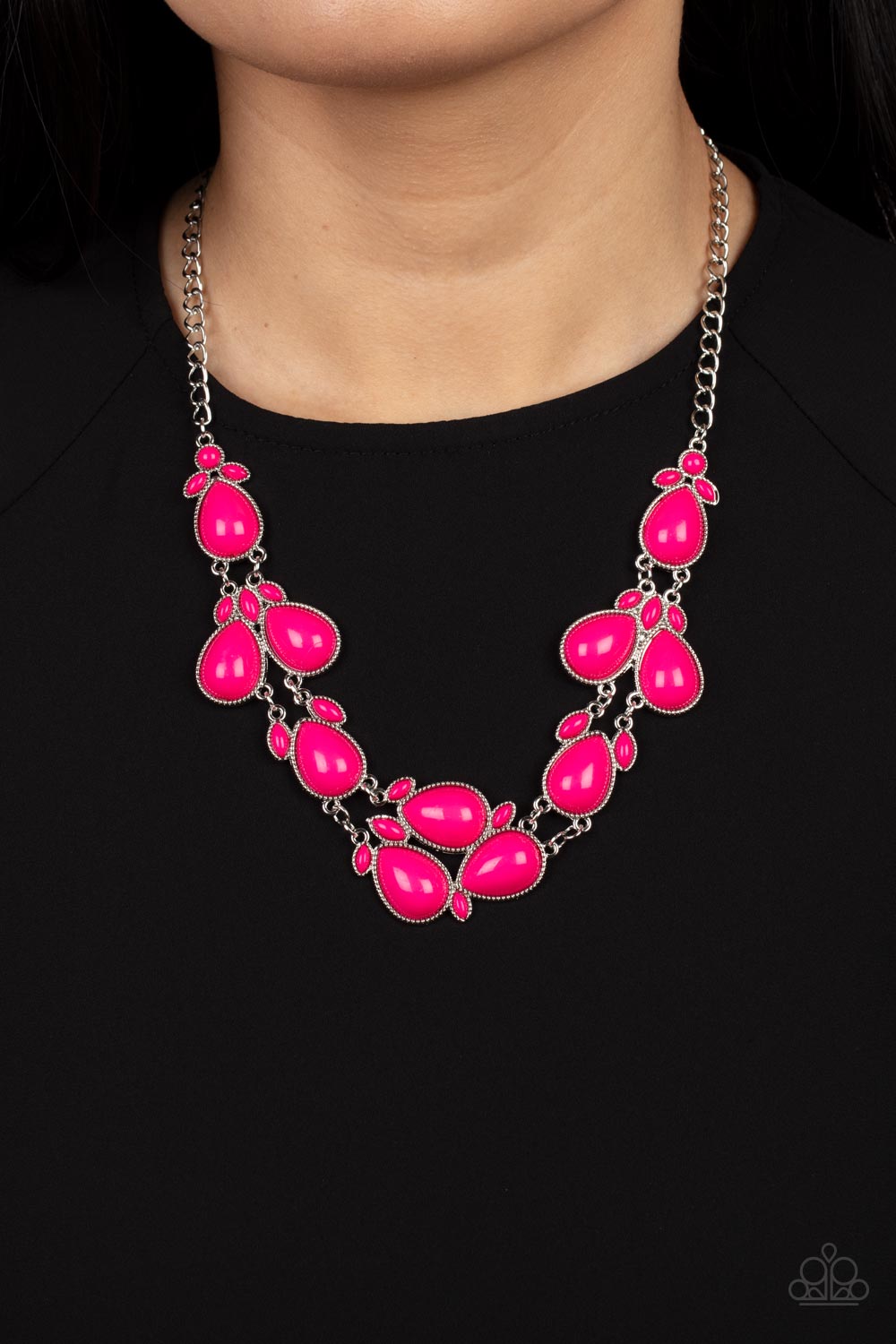 Botanical Banquet - Pink Bright Bubbly Bead Necklace Paparazzi N0869