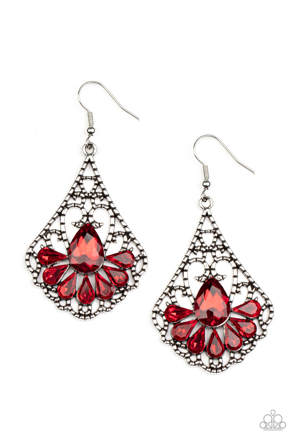 Exemplary Elegance - Red Fiery Teardrop Rhinestone Earring Paparazzi E1090