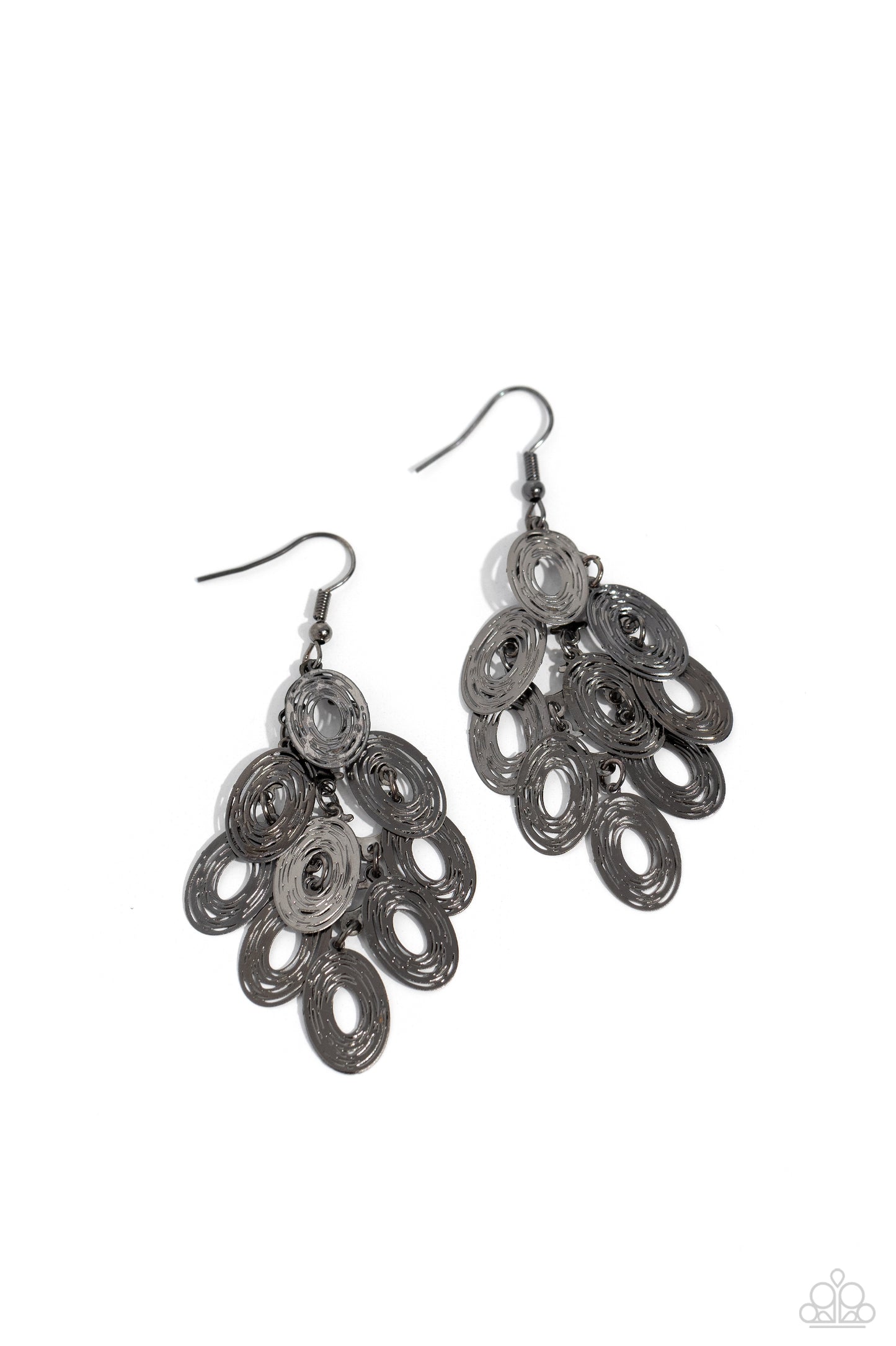 Thrift Shop Twinkle - Black Gunmetal Interlocking Link Earring Paparazzi E1558