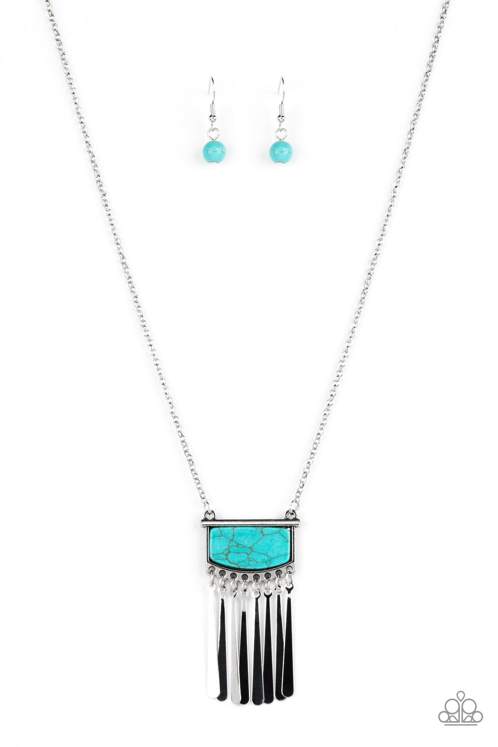 Plateau Pioneer - Blue Turquoise Stone Santa Fe Style Necklace Paparazzi N1142