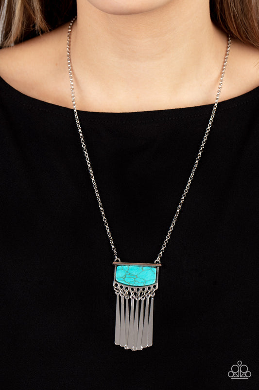 Plateau Pioneer - Blue Turquoise Stone Santa Fe Style Necklace Paparazzi N1142