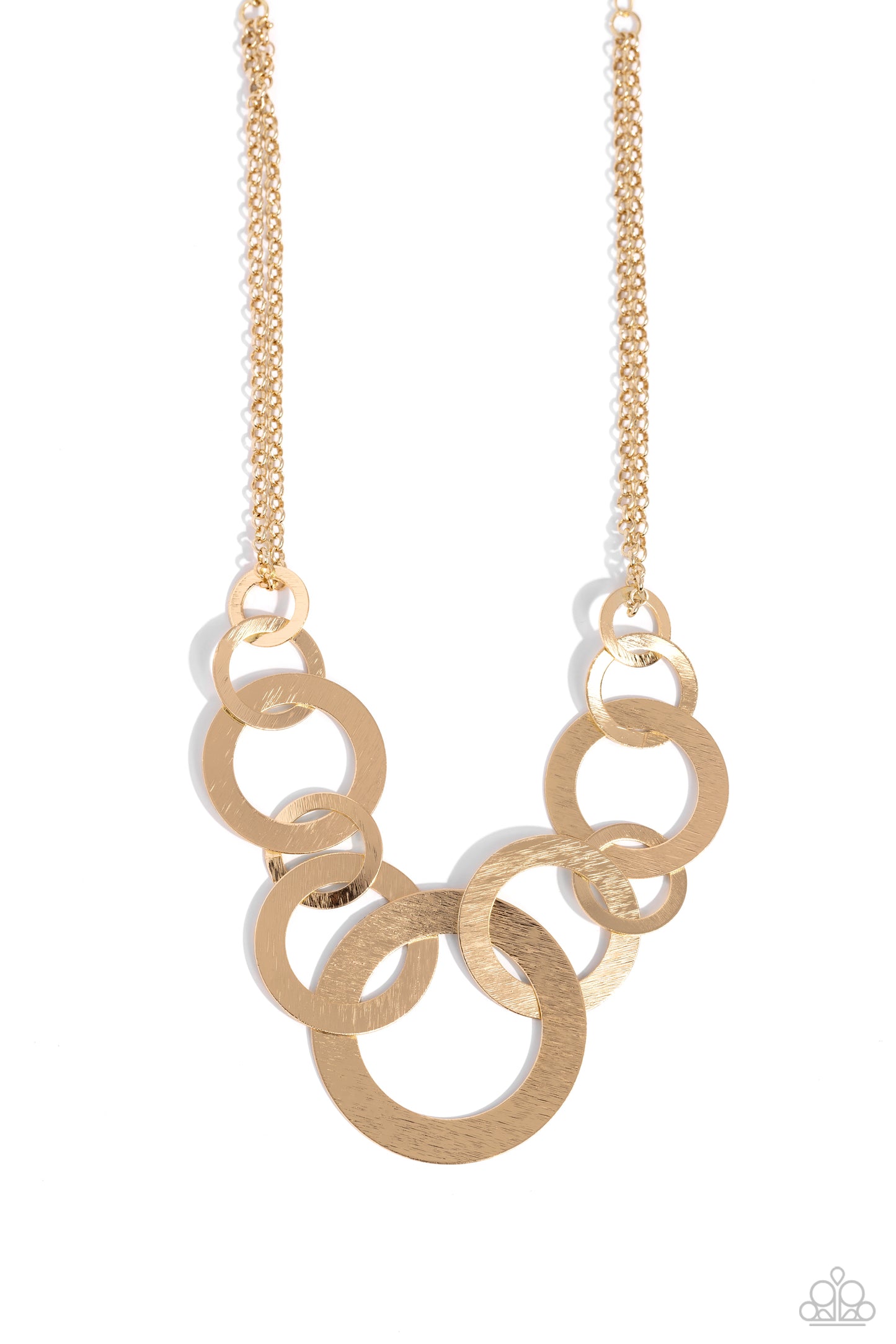 Uptown Links - Gold Shiny Linked Ring Necklace Paparazzi N2151