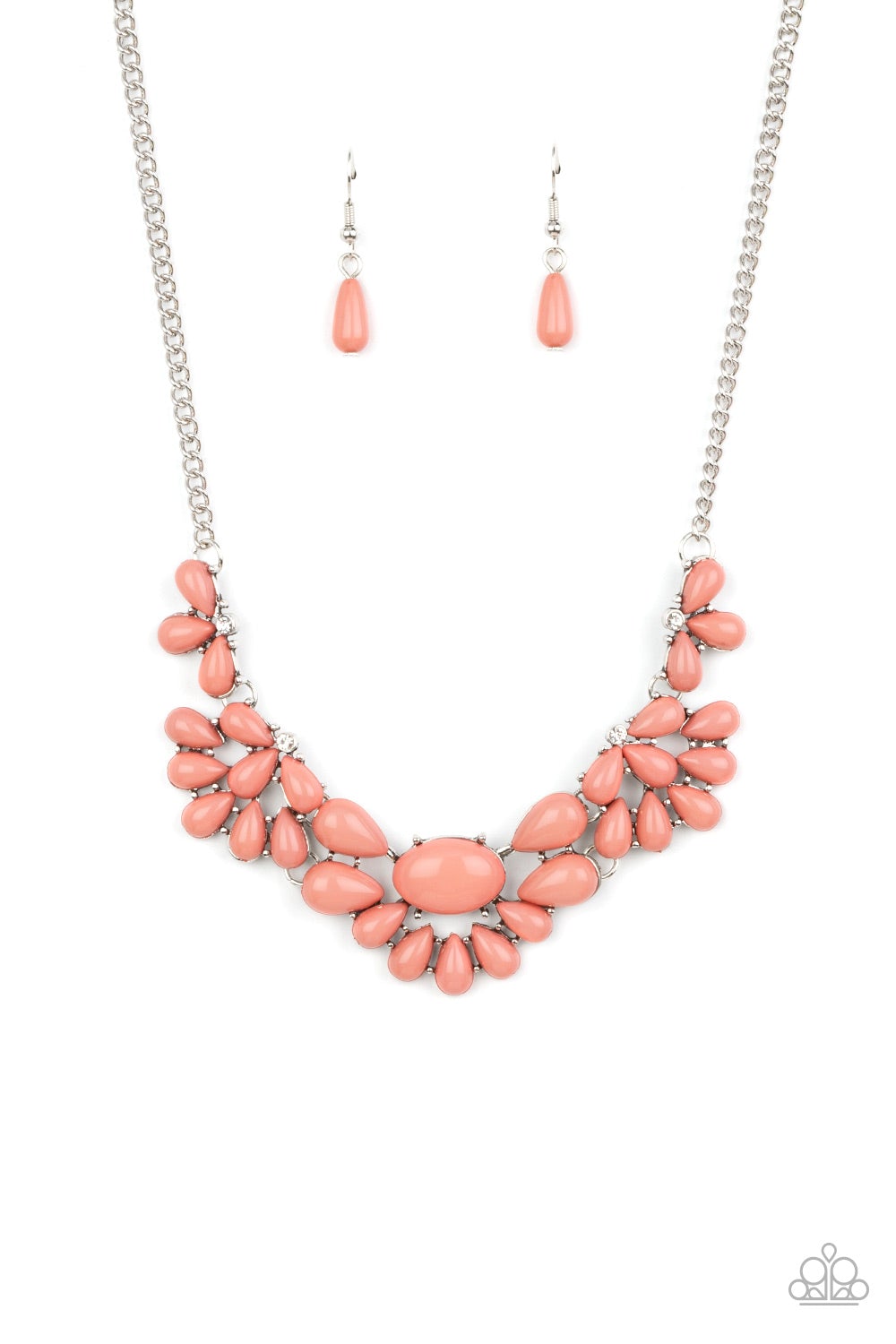 Secret Gardenista Pink - Pale Rosette Teardrop Bead Necklace Paparazzi N0584