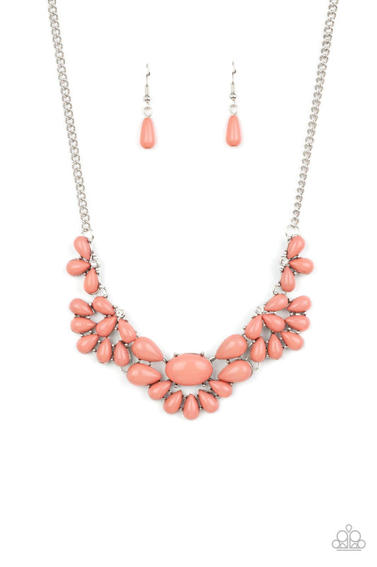 Secret Gardenista Pink - Pale Rosette Teardrop Bead Necklace Paparazzi N0584
