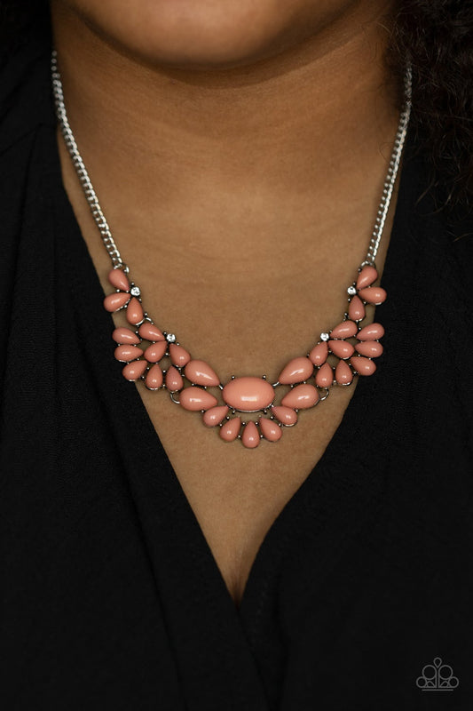 Secret Gardenista Pink - Pale Rosette Teardrop Bead Necklace Paparazzi N0584
