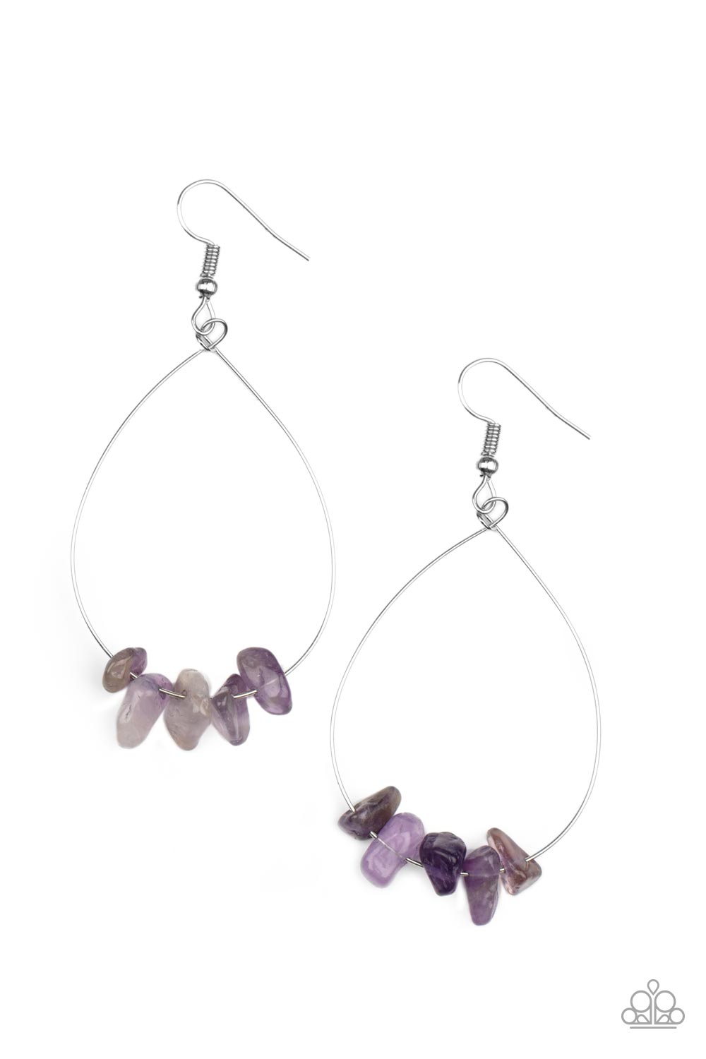 South Beach Serenity - Purple Amethyst Stone Teardrop Earring Paparazzi E0607