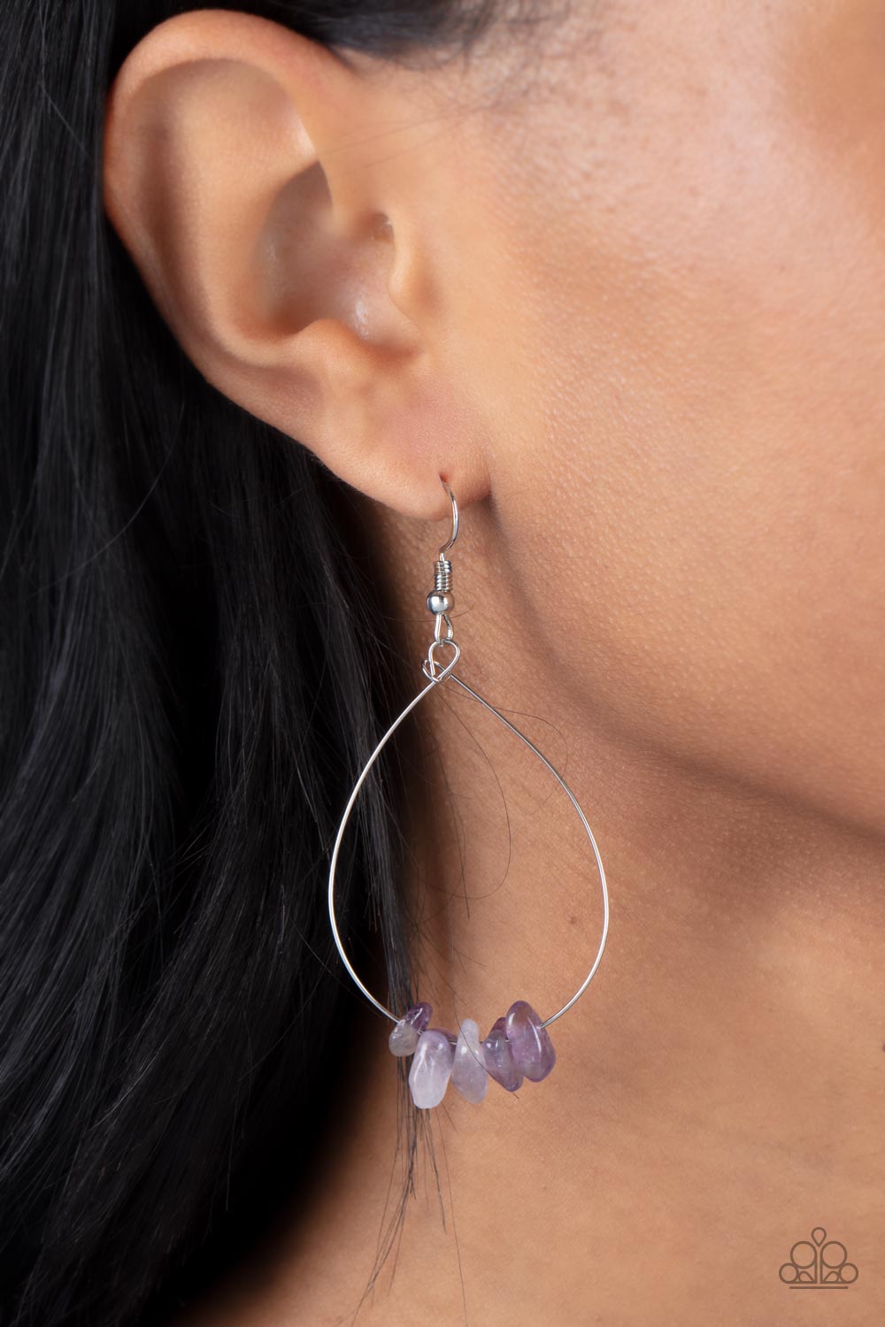 South Beach Serenity - Purple Amethyst Stone Teardrop Earring Paparazzi E0607