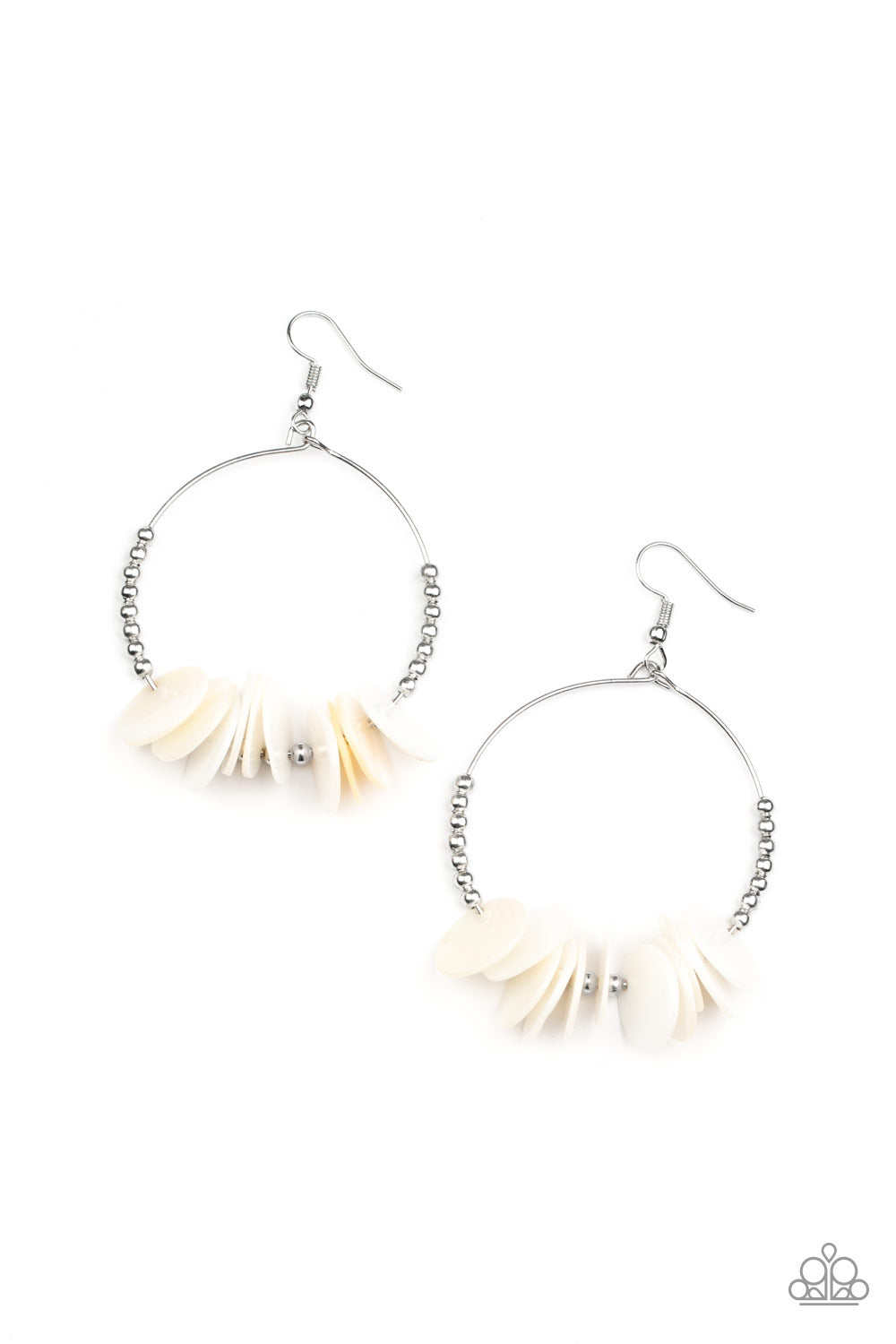 Caribbean Cocktail - White Earring Paparazzi E0618