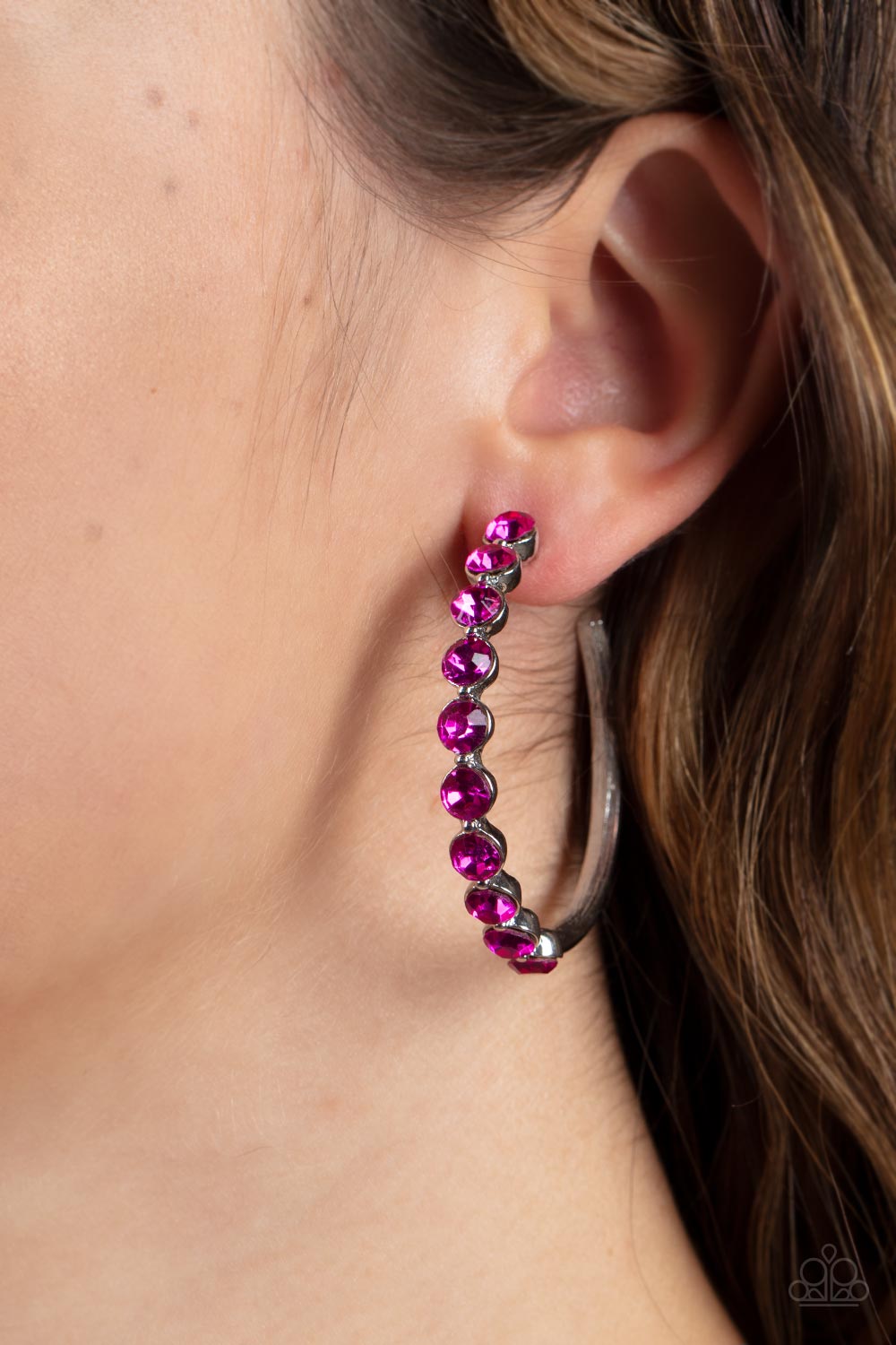 Photo Finish - Pink Hoop Earring Paparazzi E0421