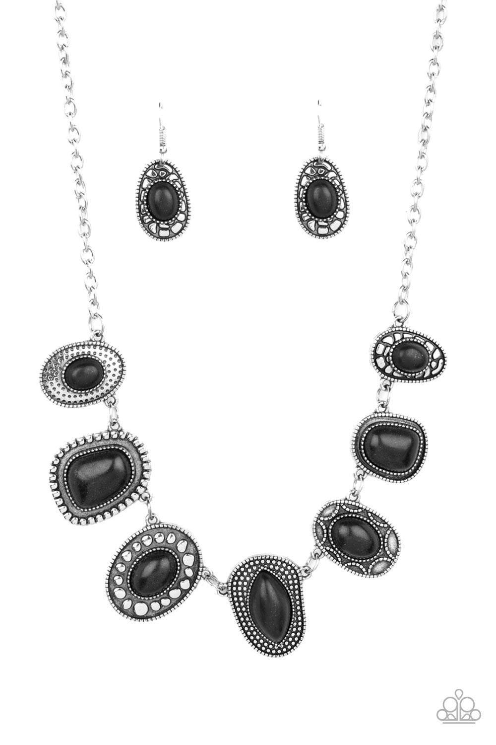 Albuquerque Artisan - Black Stone Silver Necklace Paparazzi N0678