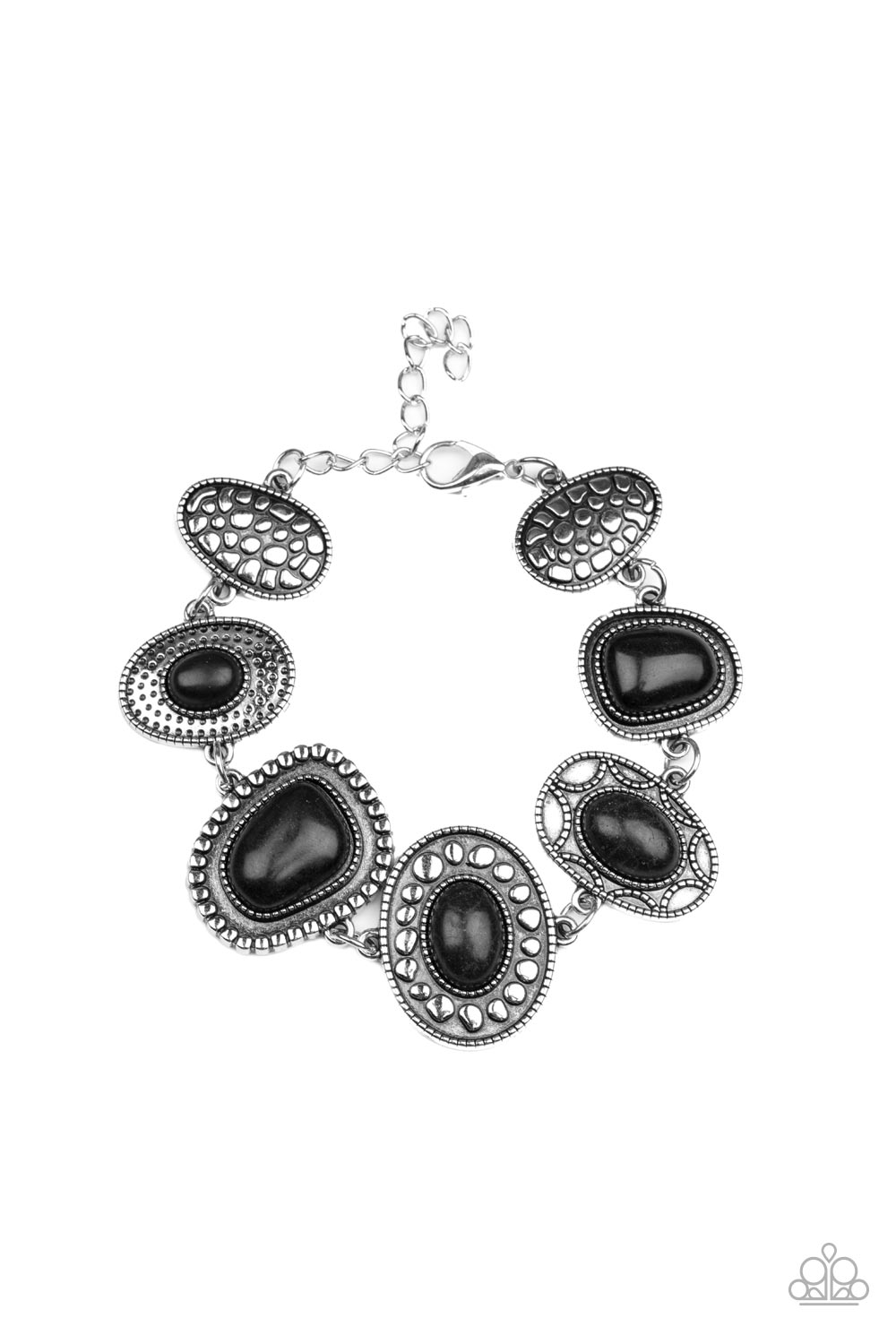 Taos Trendsetter - Black Stone Silver Bracelet Paparazzi B0378