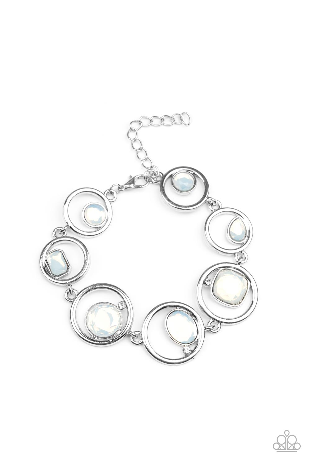 Date Night Drama - White Opal Rhinestone Bracelet Paparazzi B0616