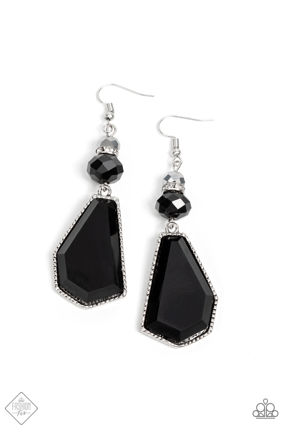 Defaced Dimension - Black Earring January 2022 Fashion Fix Paparazzi E0407