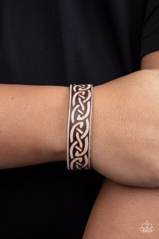 Rebel Runes - Brown Urban Runic Pattern Bracelet Paparazzi B0483