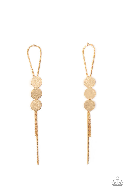 Bolo Beam - Gold Earring Paparazzi E0513