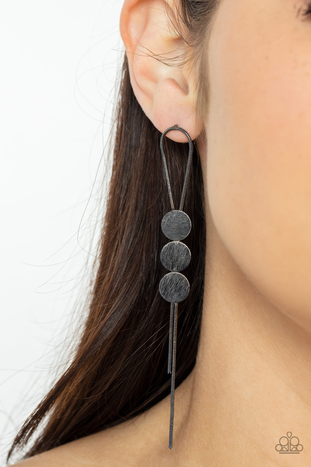 Bolo Beam - Black Post Earring Paparazzi E0614