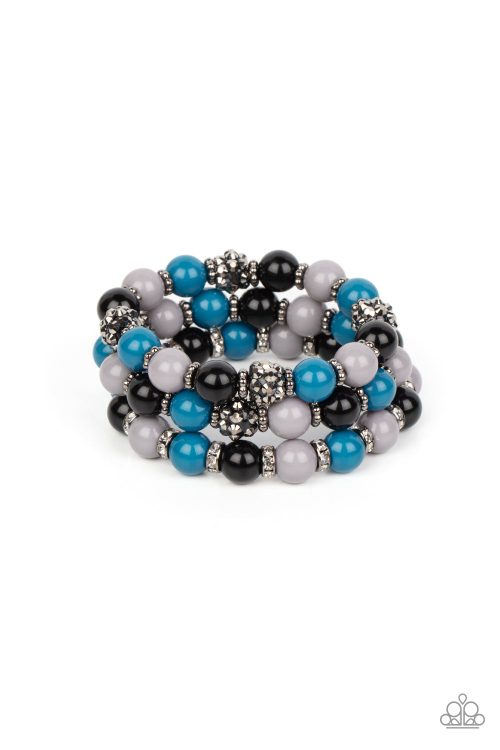 Poshly Packing - Multicolored, Gunmetal Rings, Hematite Bead Stretch Bracelet Paparazzi B0696