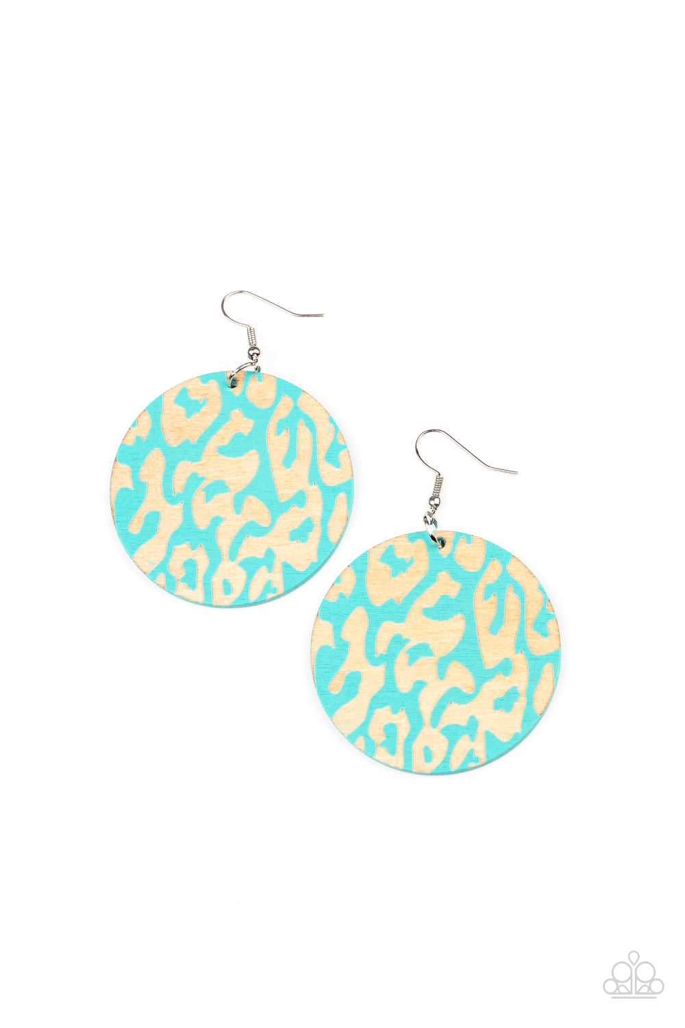 Catwalk Safari - Blue Wood Earring Paparazzi E0603