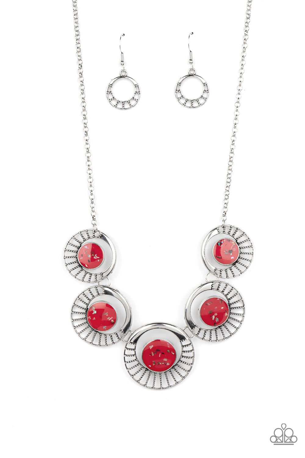 Elliptical Effervescence - Red Fire Whirl Frame Necklace Paparazzi N1100