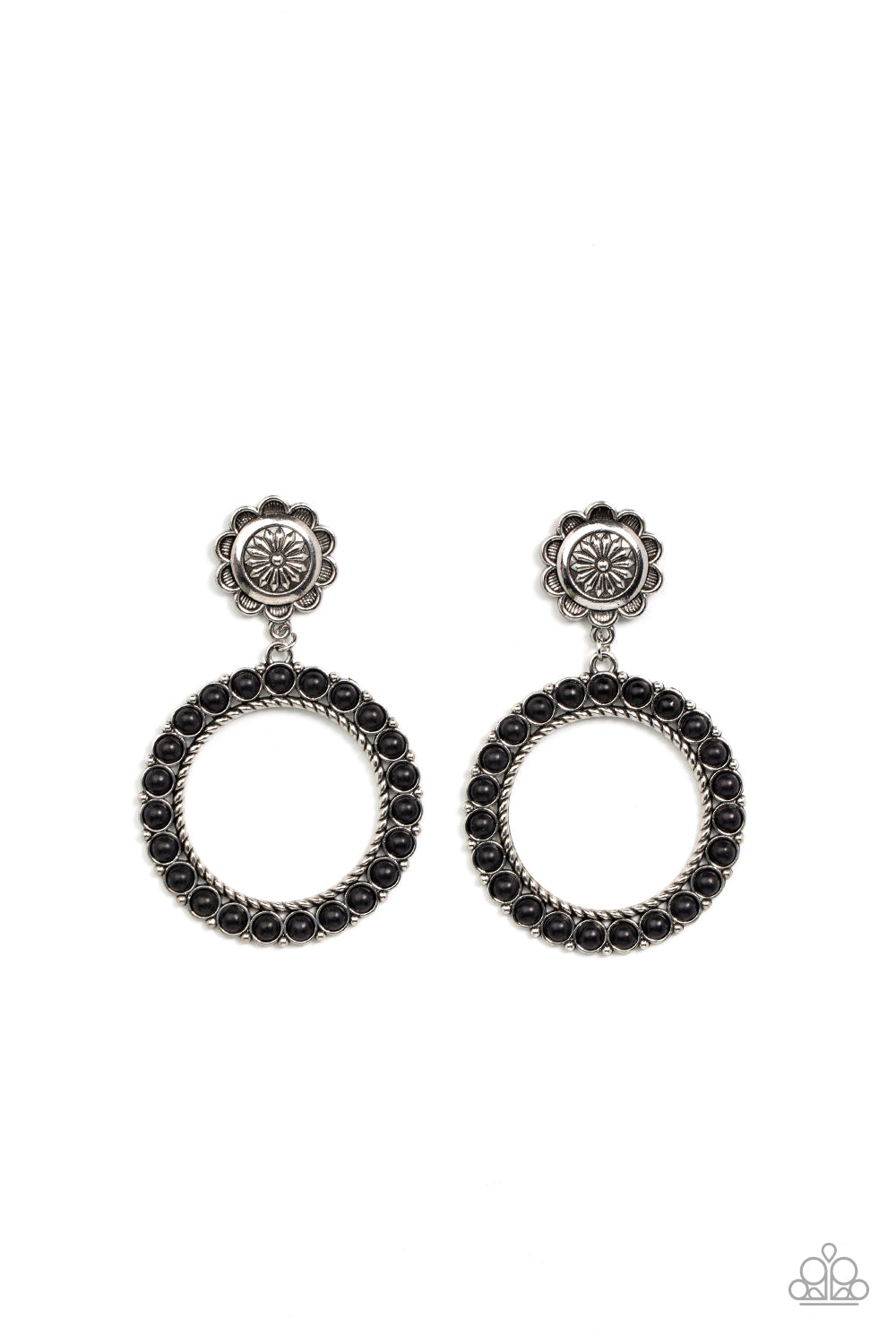 Playfully Prairie - Black Stone Post Earring Paparazzi E0567