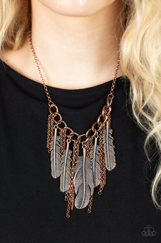 NEST Friends Forever - Copper Feather Necklace Paparazzi N0667