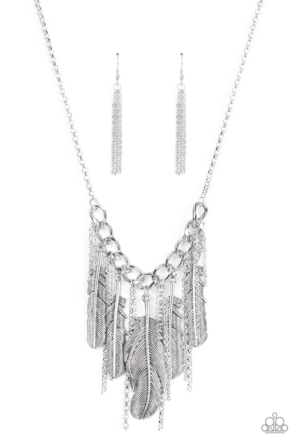 NEST Friends Forever - Silver Feather Necklace Paparazzi N0654