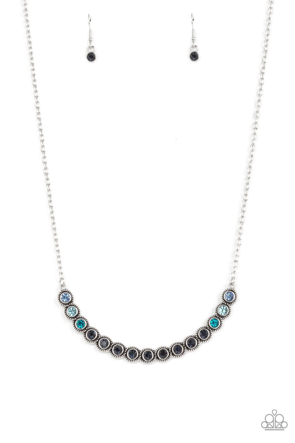 Throwing SHADES - Blue Rhinestone Necklace Paparazzi N0452