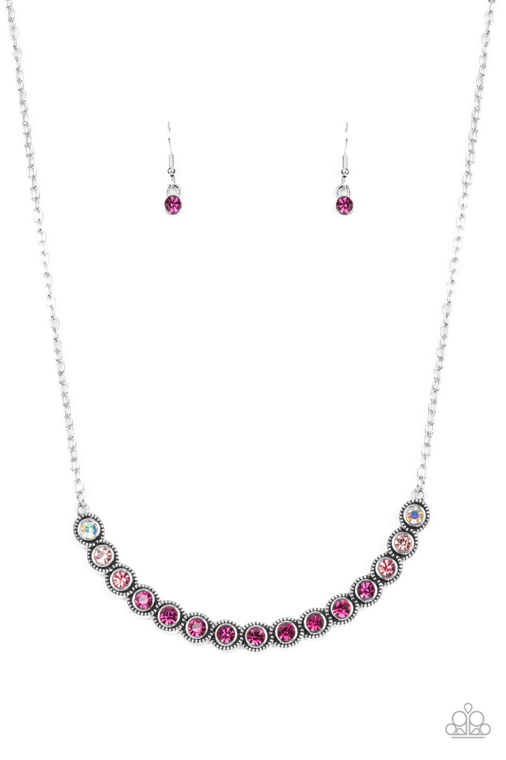 Throwing SHADES - Pink Rhinestone Necklace Paparazzi N0426