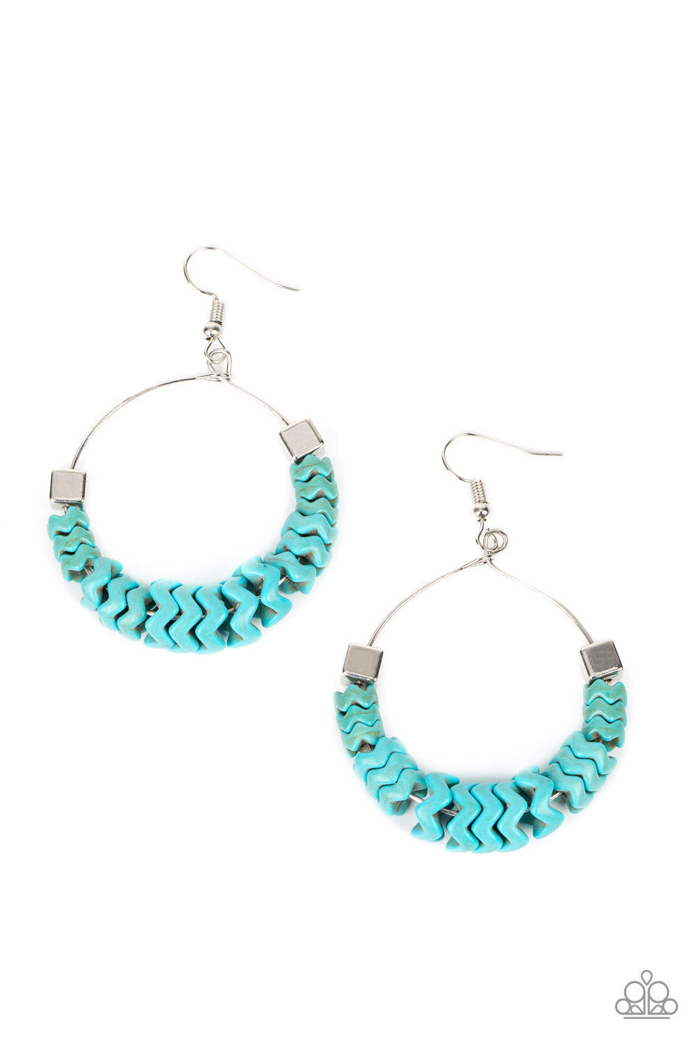 Capriciously Crimped - Blue Faux Stone Crimped Turquoise Earring Paparazzi E1012