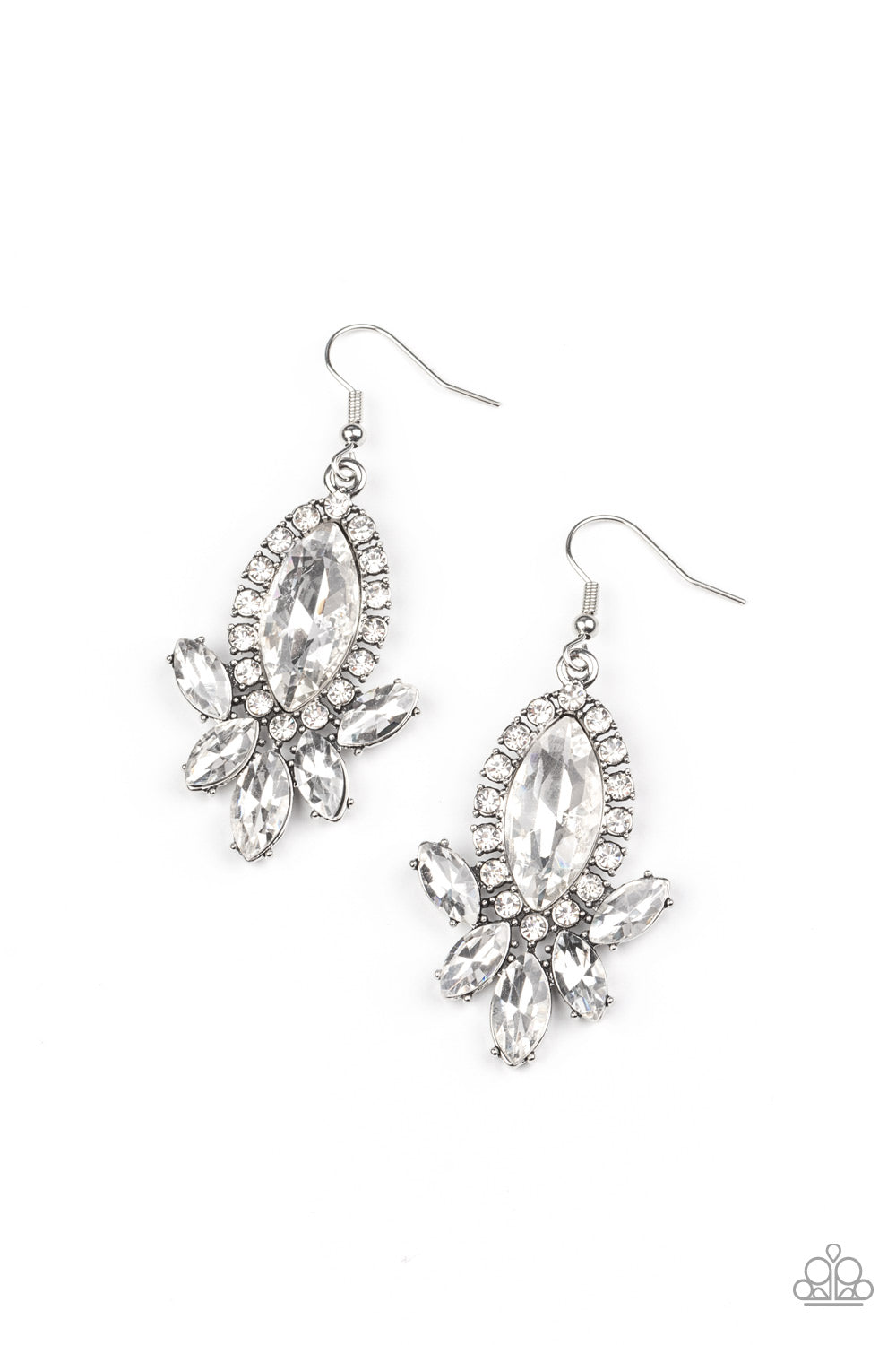 Serving Up Sparkle - White Marquise Rhinestone Earring E0856