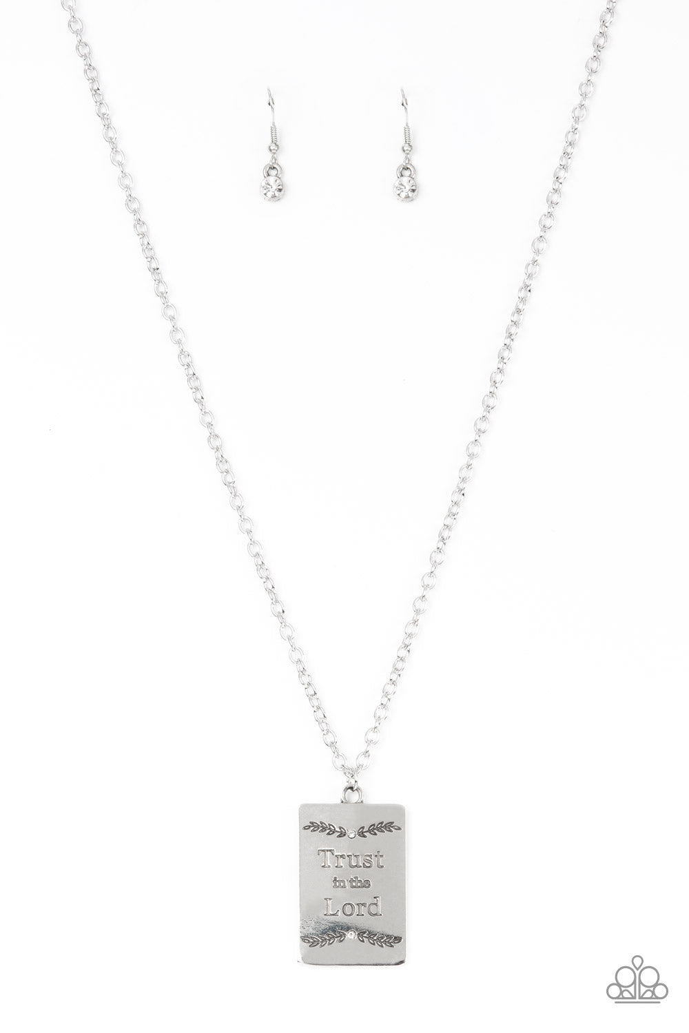 All About Trust - White "Trust in the Lord" Inspirational Faith Necklace Paparazzi N2099