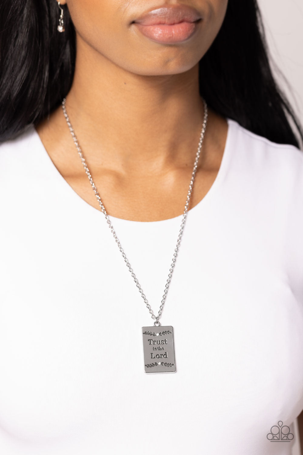 All About Trust - White "Trust in the Lord" Inspirational Faith Necklace Paparazzi N2099