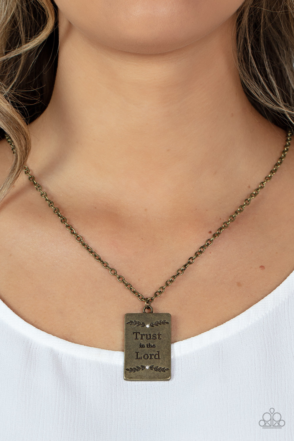 All About Trust - Brass Inspirational Necklace "Trust In The Lord" Paparazzi N1218