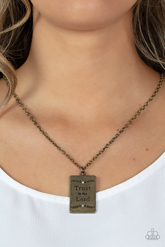 All About Trust - Brass Inspirational Necklace "Trust In The Lord" Paparazzi N1218