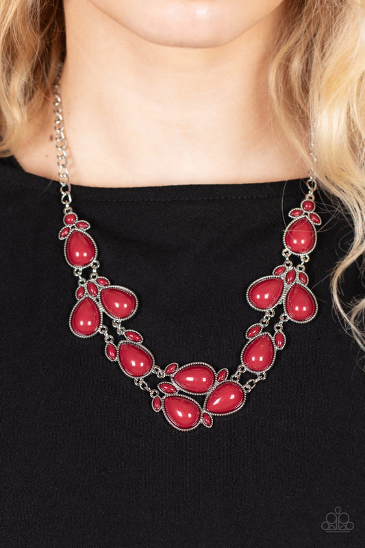 Botanical Banquet - Red Bead Necklace Paparazzi N06663