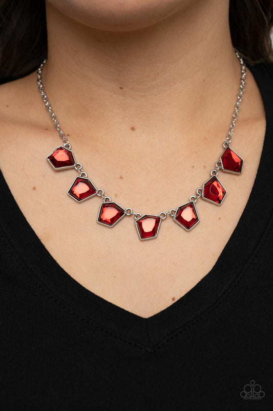 Experimental Edge - Red Gem Necklace Paparazzi N0845