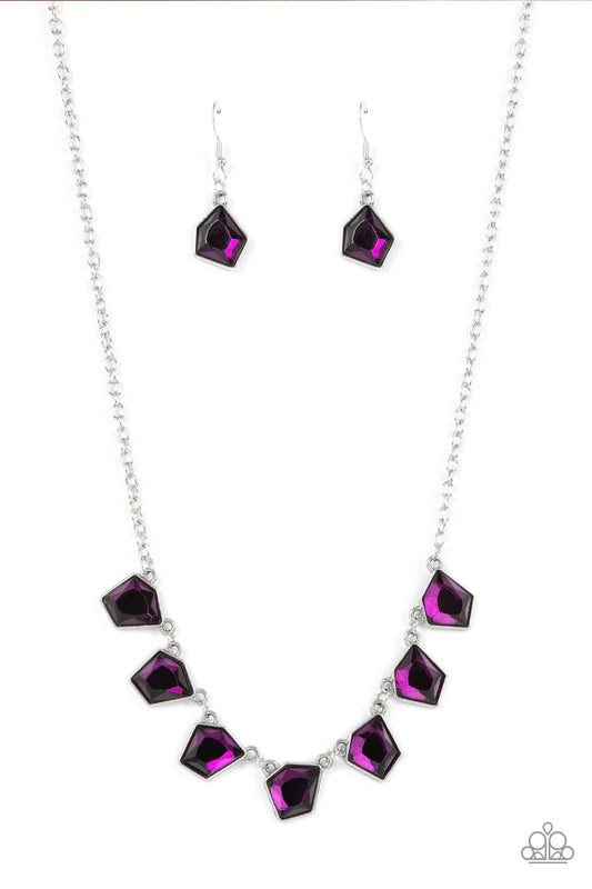 Experimental Edge - Purple Iridescent Gem Necklace Paparazzi N0854