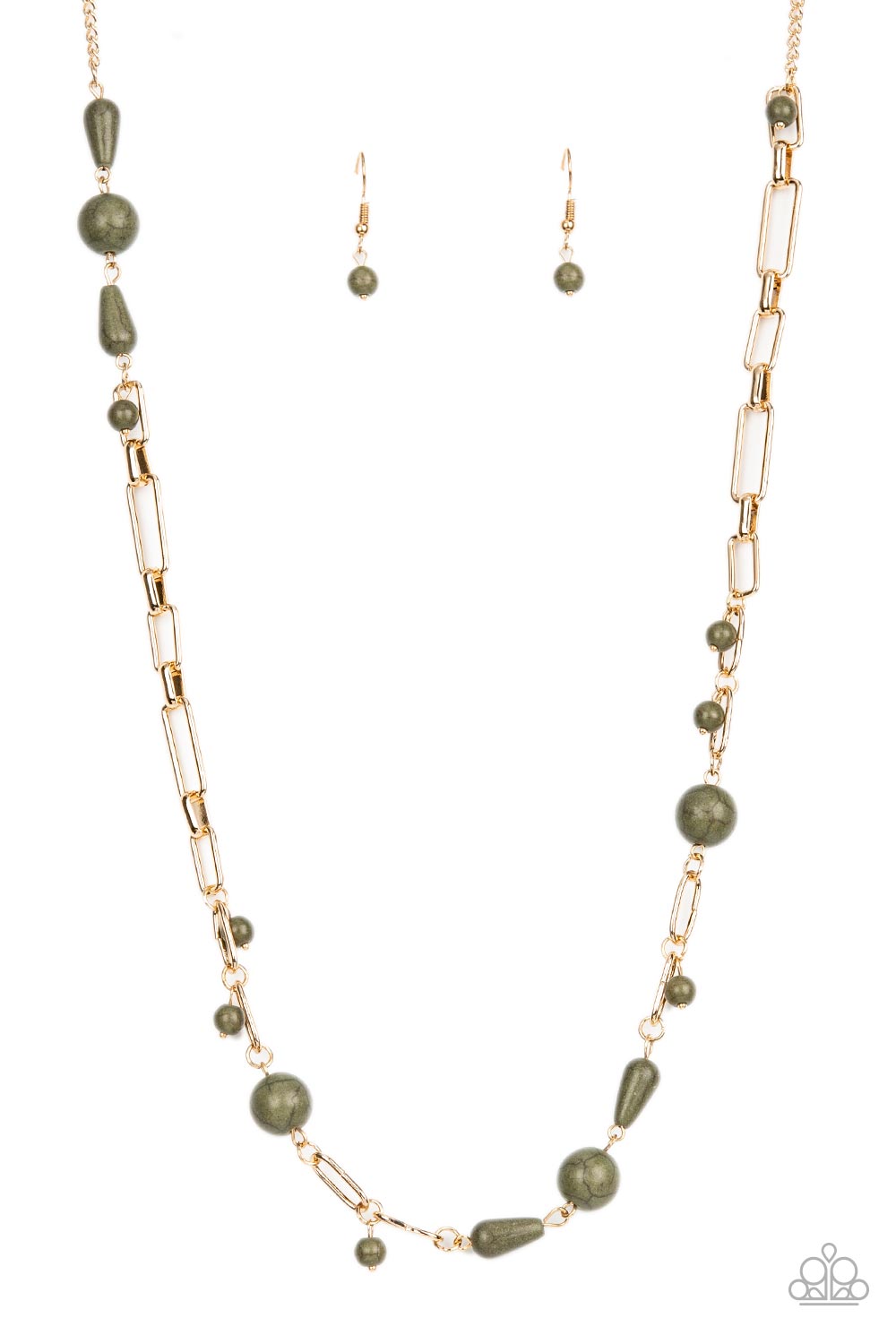 Desert Journey - Green Olive Branch Stone Bead Santa Fe Style Necklace Paparazzi N1331