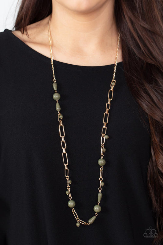 Desert Journey - Green Olive Branch Stone Bead Santa Fe Style Necklace Paparazzi N1331